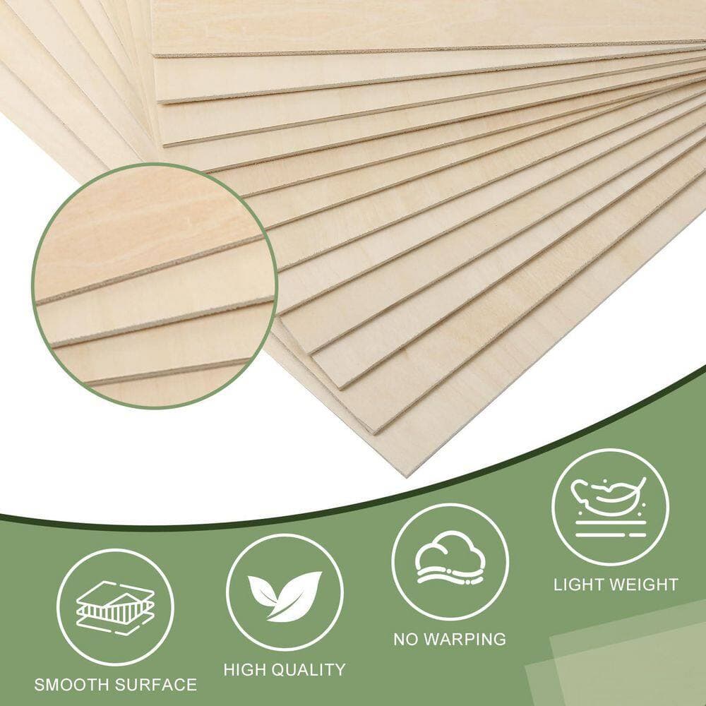 Afoxsos 1/8 in. x 12 in. x 12 in. Basswood Plywood Project Panel, 48-Pack for Laser Cutting, Engraving, Wood Burning, and Crafts (3)