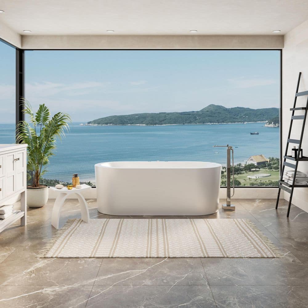 CASAINC 67 in. x 32 in. Oval Whirlpool Bathtub in White with 10 Hydro Jets, Air Bubble Massage, LED Lighting, Heated Soak (2)