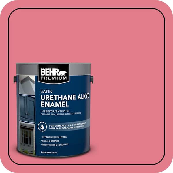 BEHR PREMIUM 1 gal. #P150-4 Hot Gossip Urethane Alkyd Satin Enamel Interior/Exterior Paint (2)