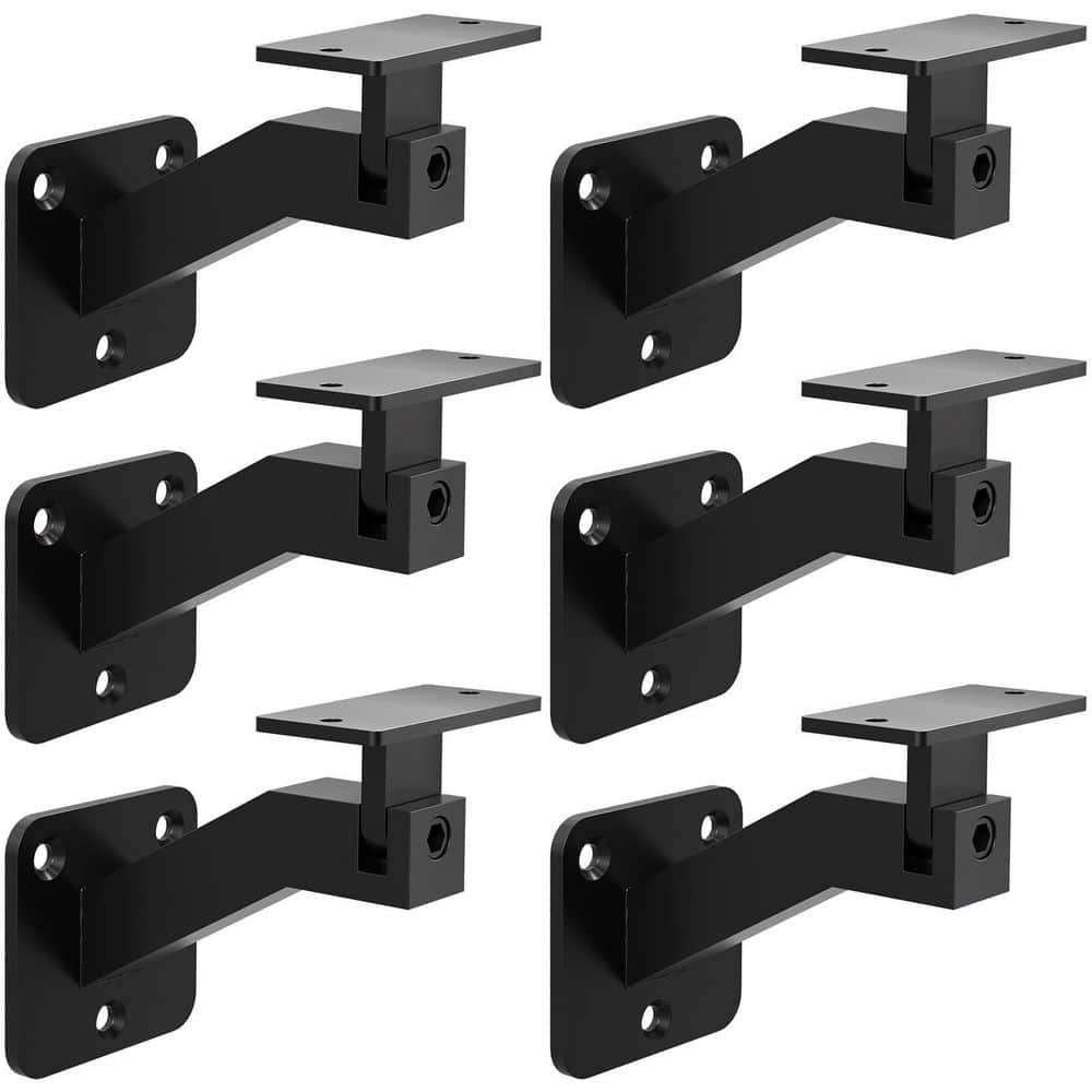 NVNOO 4 in. Adjustable Stainless Steel Handrail Bracket for Staircase Office Living Rooms, Black (6-Pack) (1)