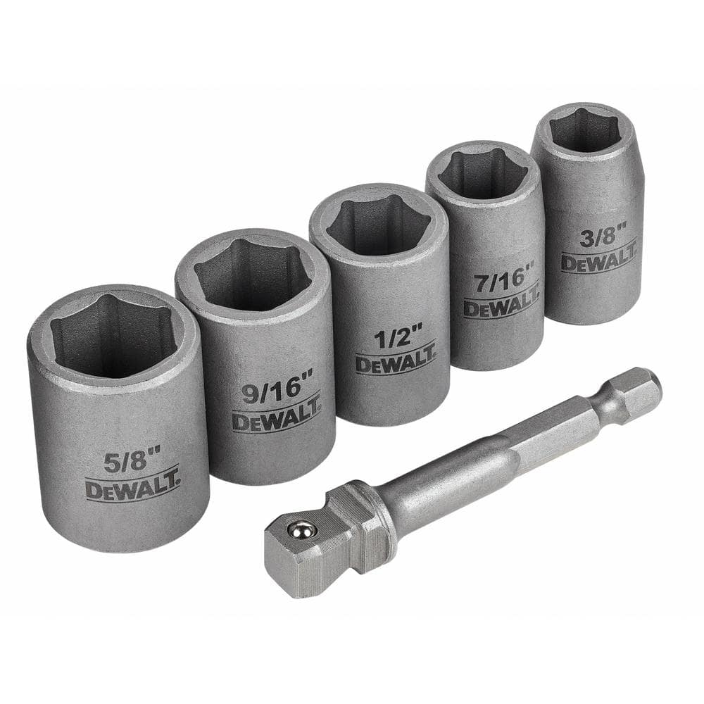 DEWALT Max Impact 3/8 in. Carbon Steel Drive Socket Bit Set (6-Piece) w/ 1/4 in. Adapter w/ Max Impact Extractor Set (5-Piece) (3)