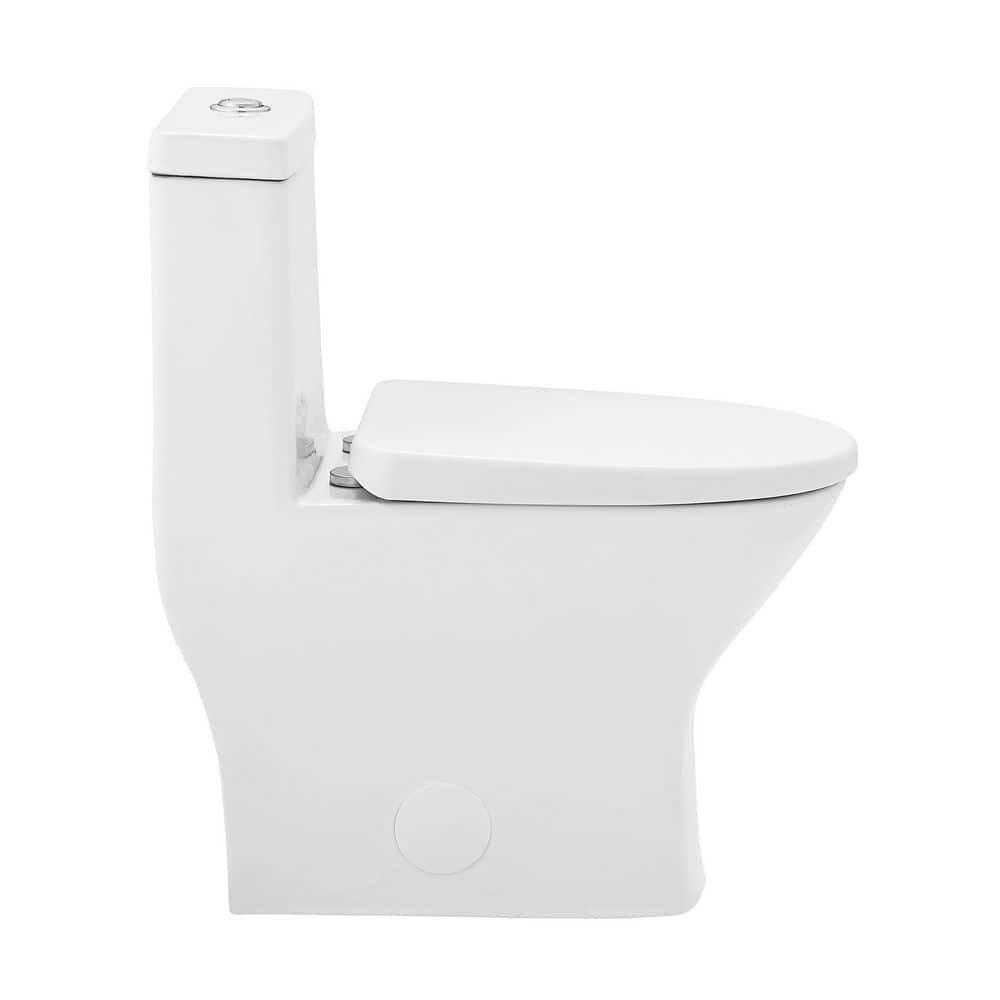 Carlton Plumbing MacKenzie 1-Piece 14 in. Rough-in 1.1/1.6 GPF Dual Top Flush Round Toilet in Glossy White (2)