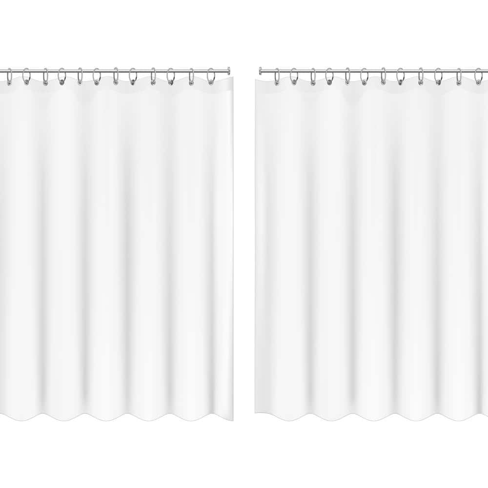 Bath Bliss 2-Pack 70 in. L x 72 in. W Peek A Boo Hotel Weight Shower Curtain Liner in White (1)
