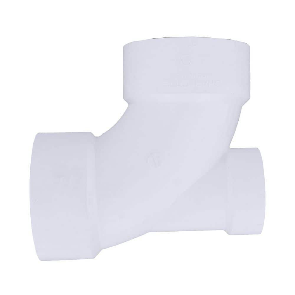 Charlotte Pipe 3 in. x 3 in. x 2 in. PVC DWV 90-Degree Hub x Hub Elbow with Lowheel Inlet (4)
