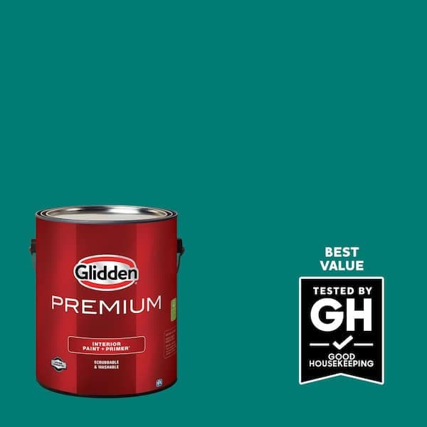 Glidden Premium 1 gal. PPG1231-7 Romantic Isle Satin Interior Latex Paint (2)