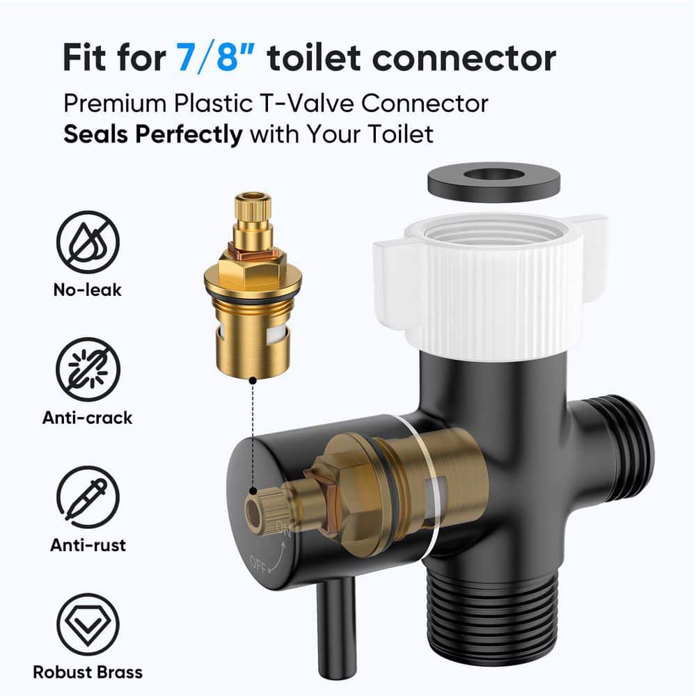 Wudkey Handheld Toilet Bidet Sprayer for Toilet, Stainless Steel Black Bidet Attachment Faucet Cloth Diaper for Feminine Wash (3)