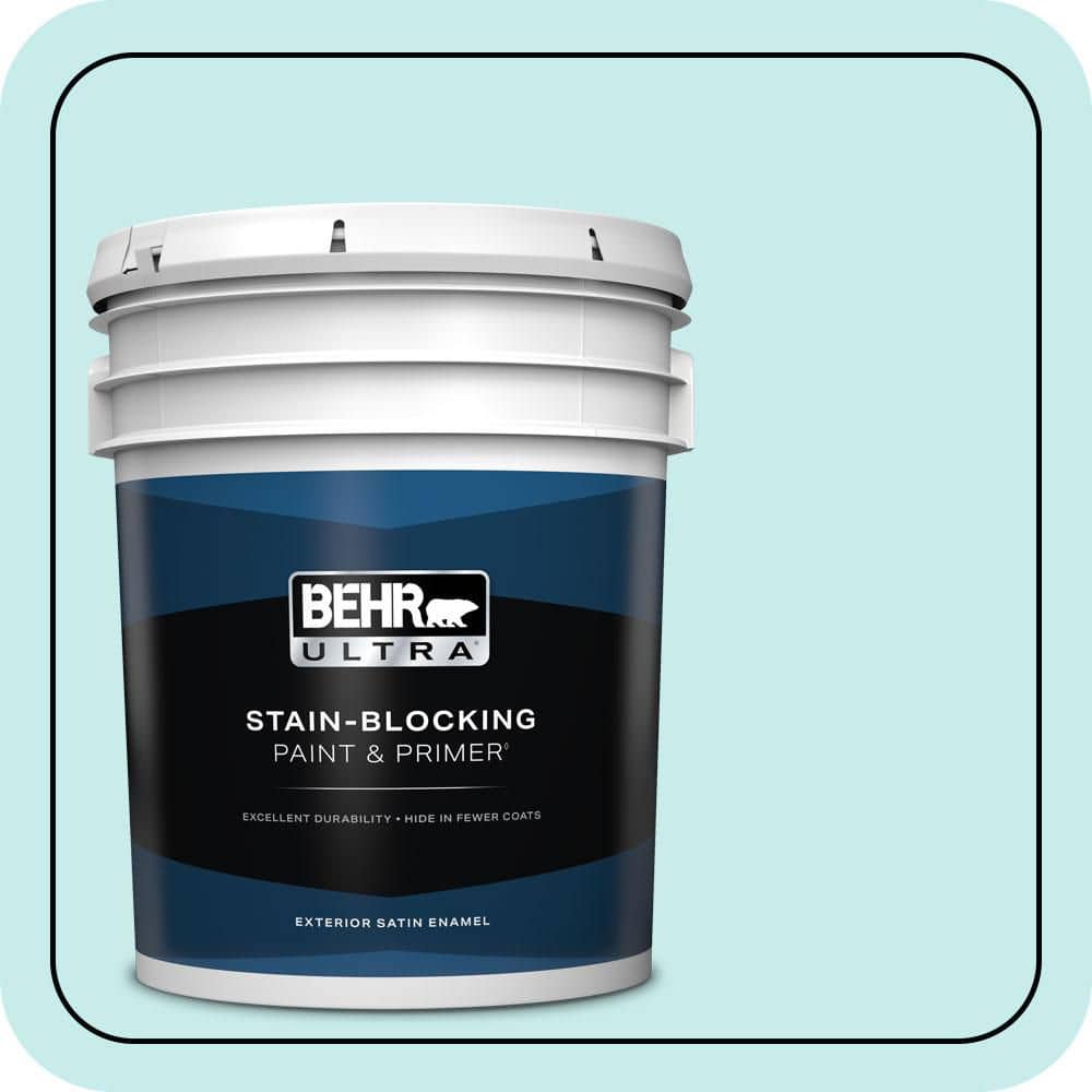 BEHR ULTRA 5 gal. #P460-1 Morning Sky Satin Enamel Exterior Paint & Primer