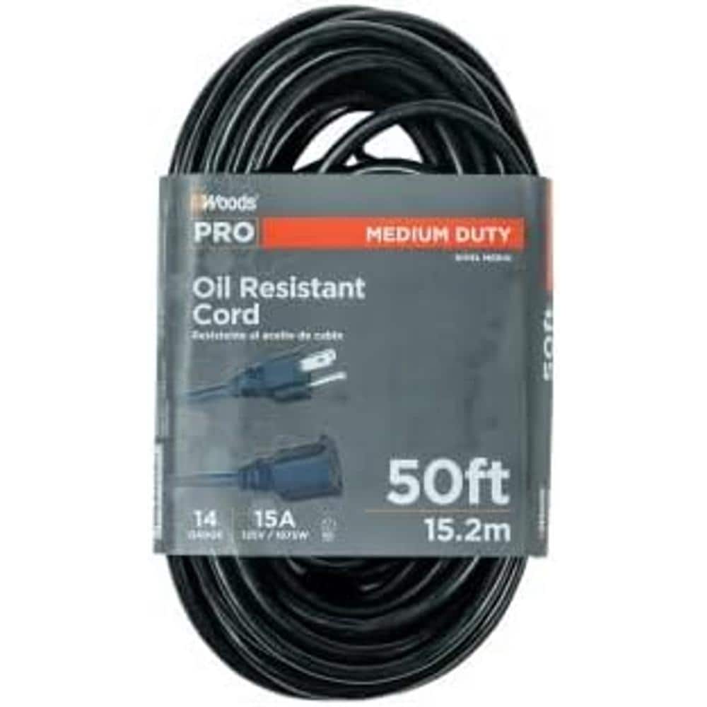Woods 50 ft. 14/3 SJTOW Agricultural Outdoor Medium-Duty Extension Cord in Black (1)