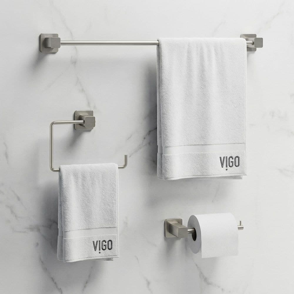 VIGO Meridian Bath Hardware Set with Towel Bar, Toilet Paper Holder, Hand Towel Holder (2)