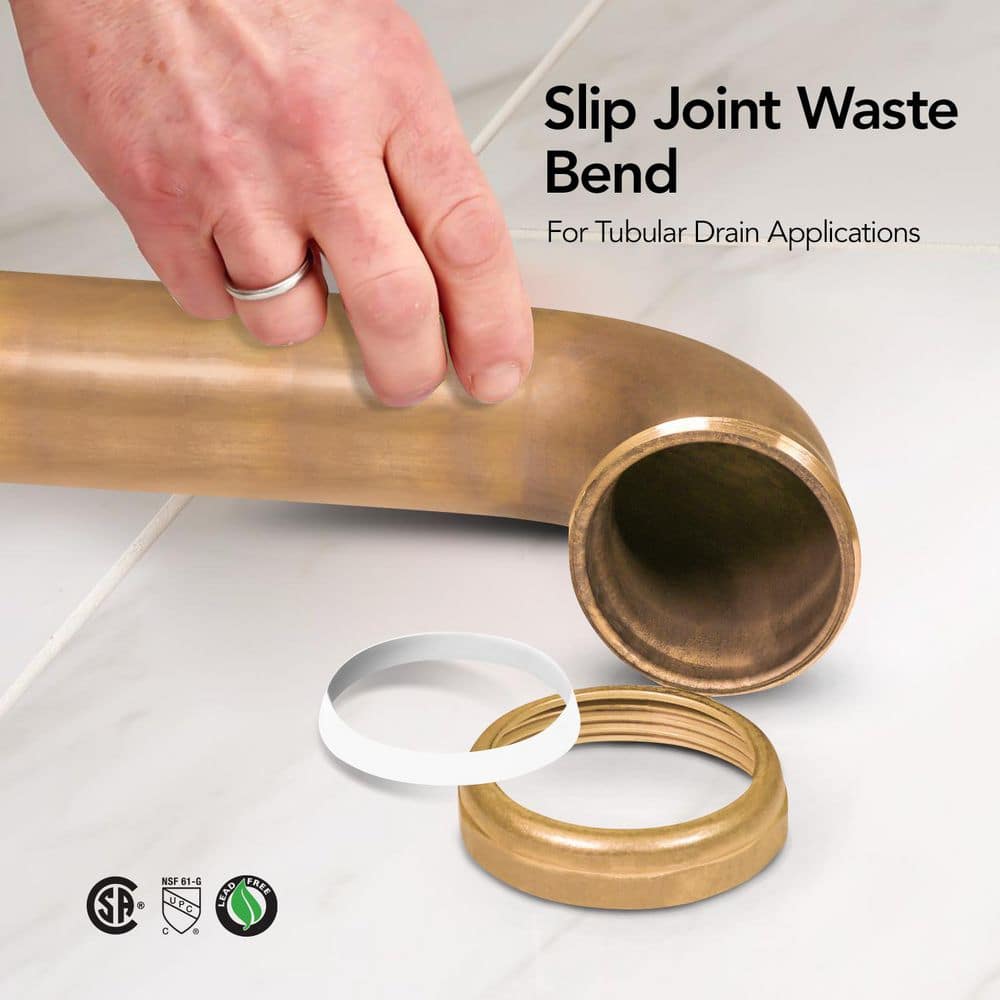 PLUMBFLEX 1-1/2 in. x 12 in. Brass Slip Joint Waste Bend for Tubular Drain Applications, 22GA (2)