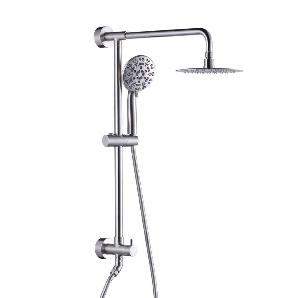 IVIGA 7-Spray Multifunction 1.8 GPM Round Wall Bar Shower Kit with Swivel Shower Head and Hand Shower in Brushed Nickel (3)