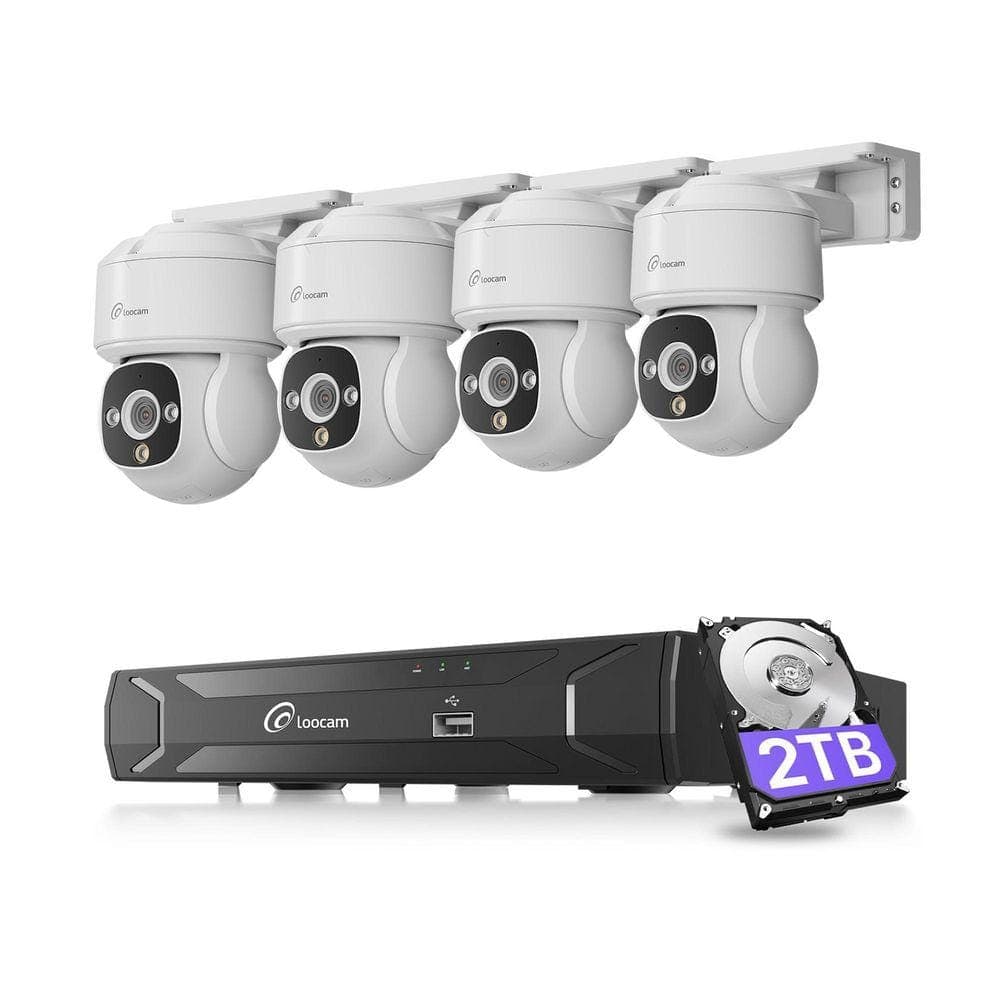 LOOCAM 4K 8-Channel PoE NVR Security Camera System 2TB HDD with 4 8MP Wired PT Cameras, Smart Person Vehicle Face Detection (1)