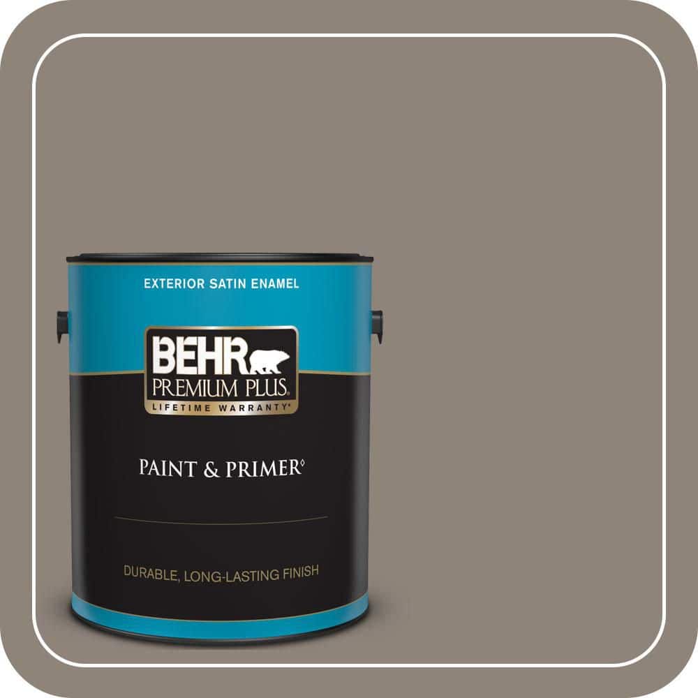 BEHR PREMIUM PLUS 1 gal. #N200-5 Woodcraft Satin Enamel Exterior Paint & Primer