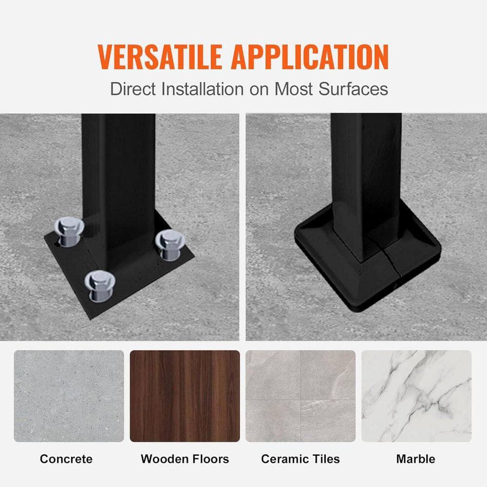 xinyoec Handrails for Outdoor Steps, Fit 1 or 3 Steps Outdoor Stair Railing, Black Wrought Iron Handrail (2)