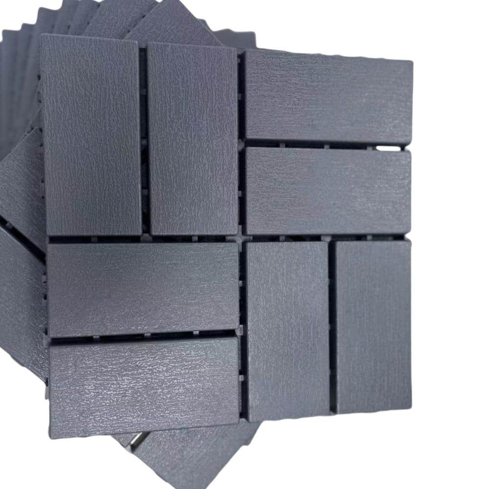 Amucolo 12 in. x 12 in. Waterproof Composite Interlocking Deck Tiles in Gray for Poolside, Balcony, Backyard (Set of 36 Tiles) (3)