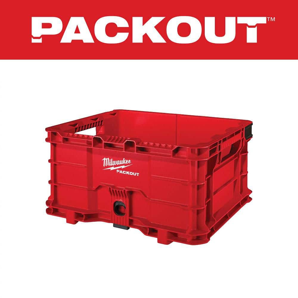 Milwaukee PACKOUT 18.6 in. Tool Storage Crate Bin with Carrying Handles and 50 lbs. Weight Capacity
