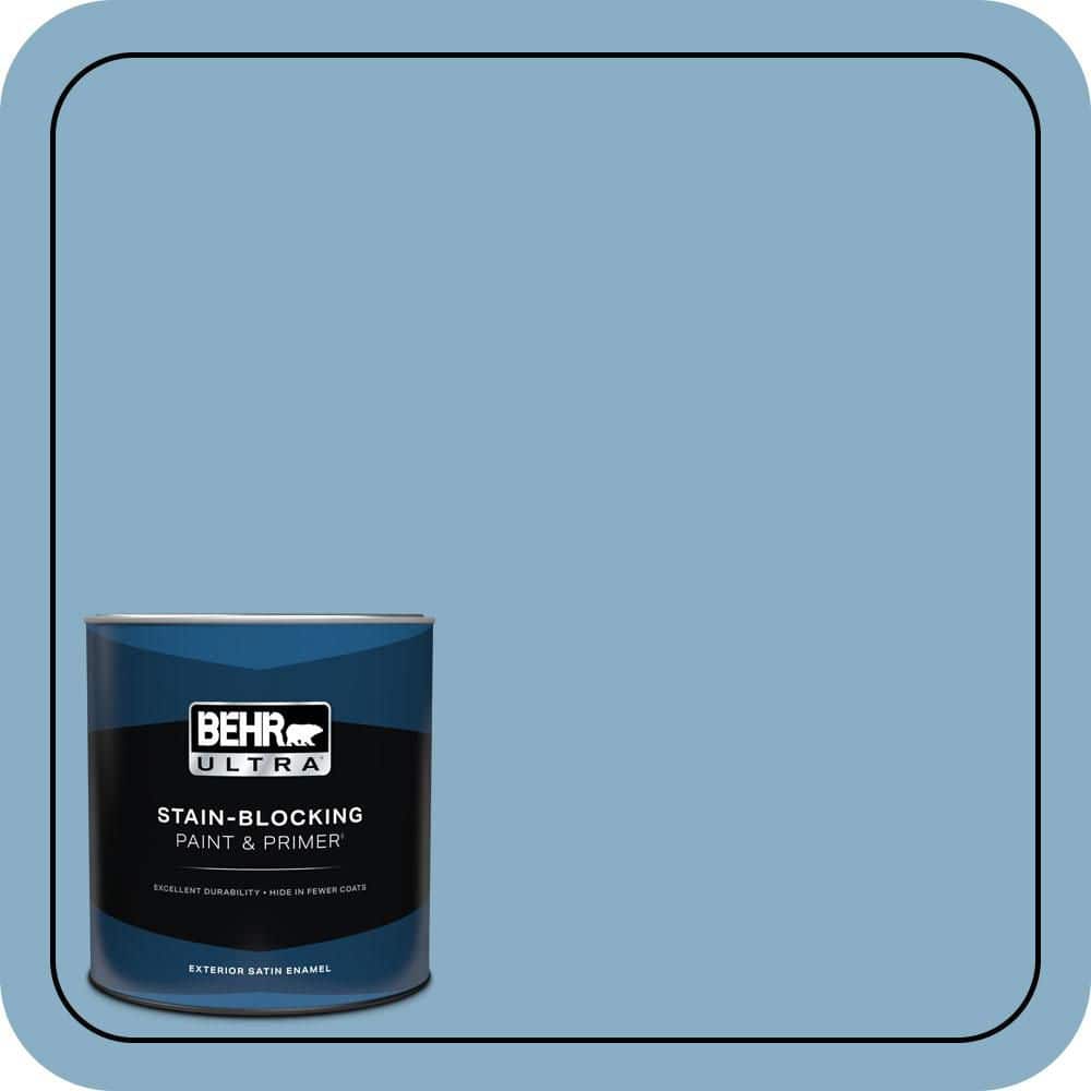 BEHR ULTRA 1 qt. #S500-4 Chilly Blue Satin Enamel Exterior Paint & Primer