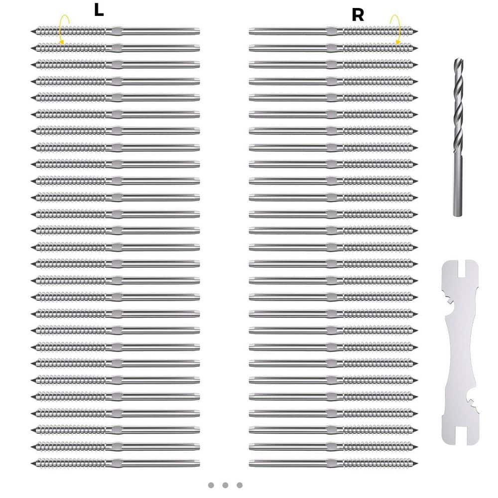 Afoxsos 80 Pack T316 Stainless Steel Right and Left Handed Thread Swage Lag Screws for Wood Post Cable Railing Kit with Wrench (1)