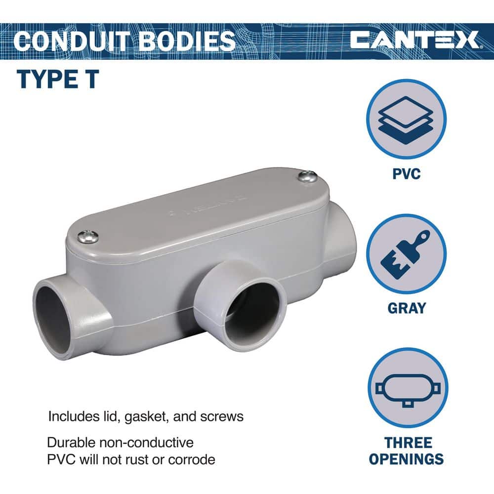 1 in. Type T PVC Conduit Body Conduit Fitting for Cantex PVC Conduits (3)