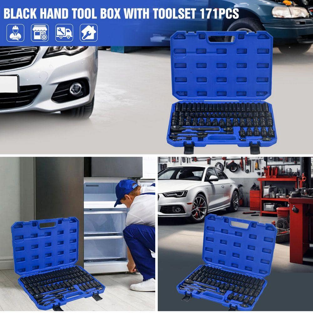 Damodpoy 67-Piece Air Tool Kit, Long and Short Sets, Universal Short Sets, Extension Rods, Universal Connectors, Ratchet Wrenches (3)