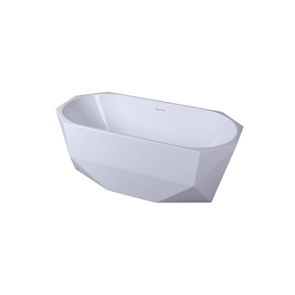 Unbranded Timeless Home 59 in. x 29.5 in. Soaking Bathtub with Center Drain in Glossy White (2)