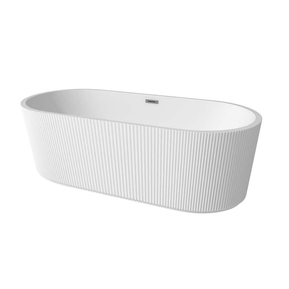 CASAINC 67 in. x 31 in. Acrylic Flatbottom Freestanding Soaking Bathtub whit Center Drain in Gloss White (1)