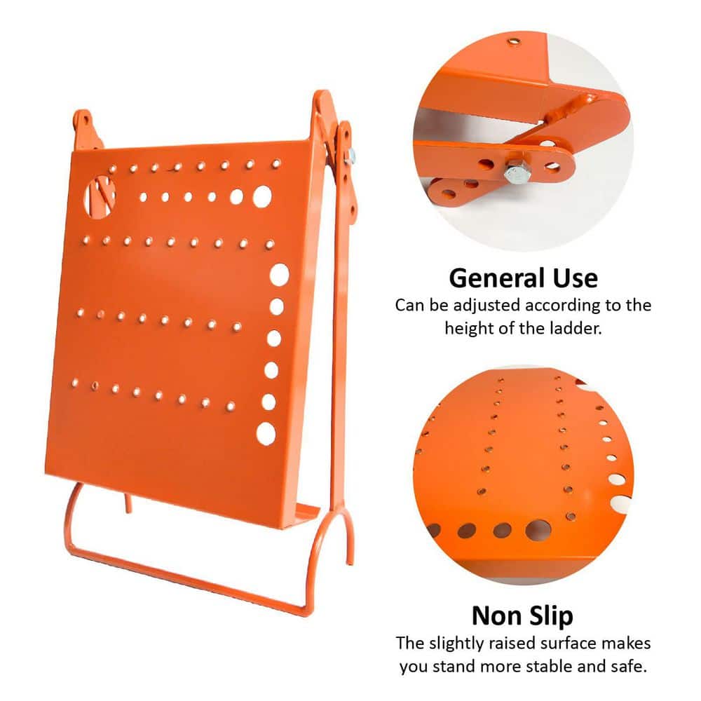 Helhom Orange Ladder Platform Attachment with 400 lb. Capacity, Anti-Slip Extension Ladder Step, Ladder Accessories (2)