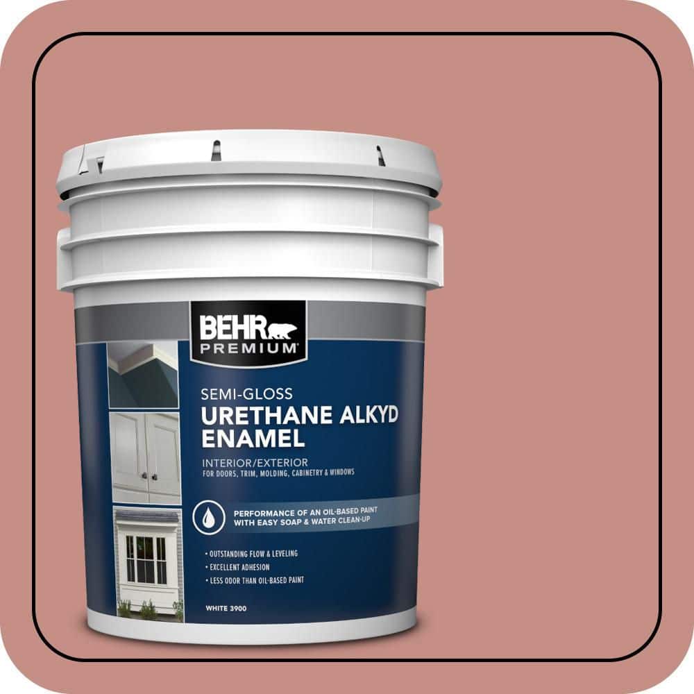 BEHR PREMIUM 5 gal. #S160-4 Portuguese Dawn Urethane Alkyd Semi-Gloss Enamel Interior/Exterior Paint