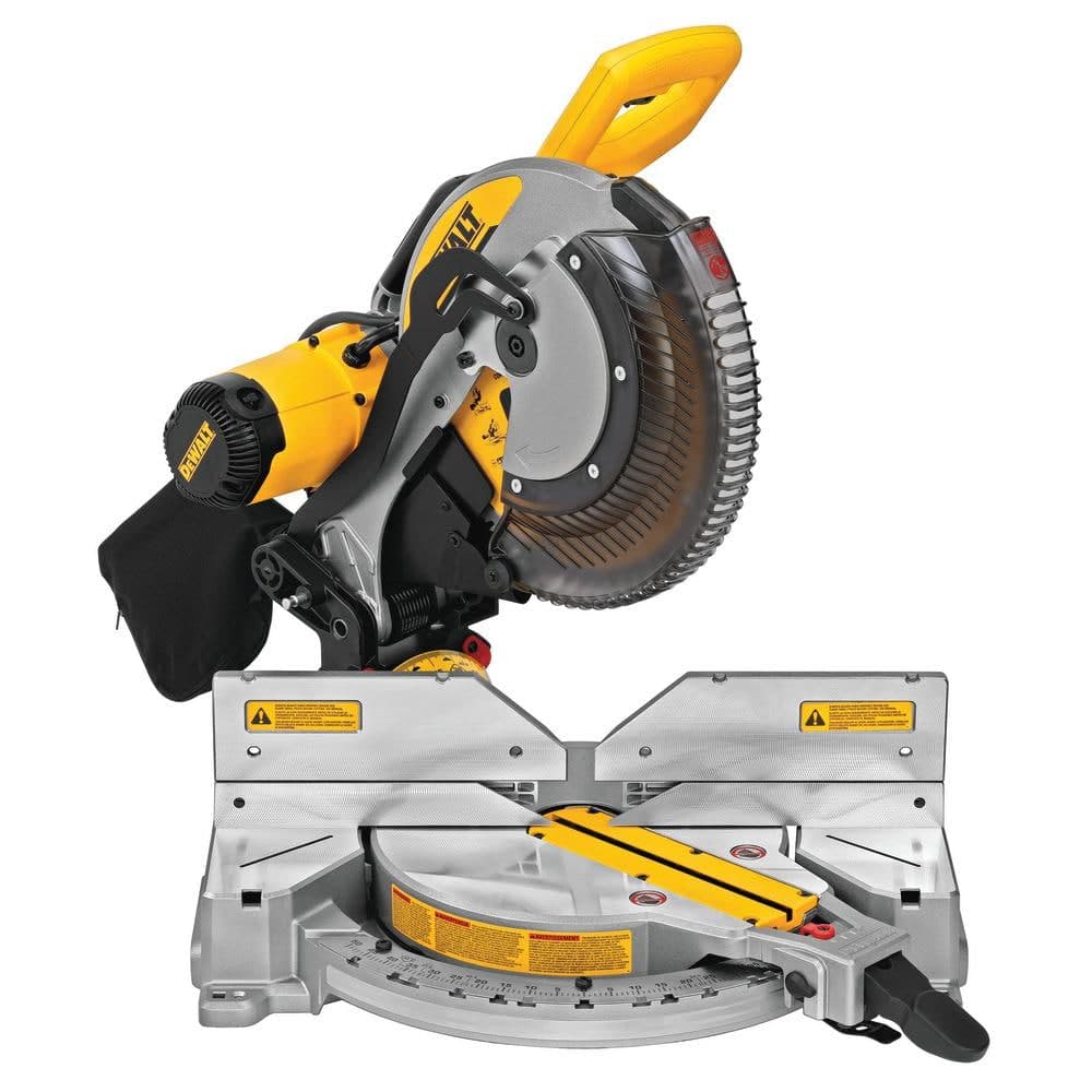 DEWALT 15 Amp Corded Double-Bevel Compound Miter Saw with Cutline LED with Heavy Duty Work Stand and Mounting Brackets