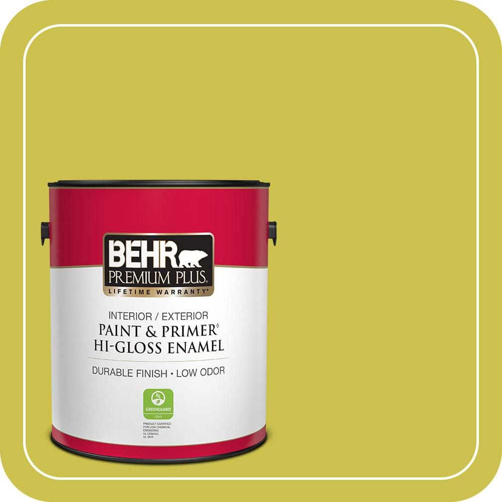 BEHR PREMIUM PLUS 1 Gal. #P340-5A Cilantro Lime Hi-Gloss Enamel Interior/Exterior Paint and Primer