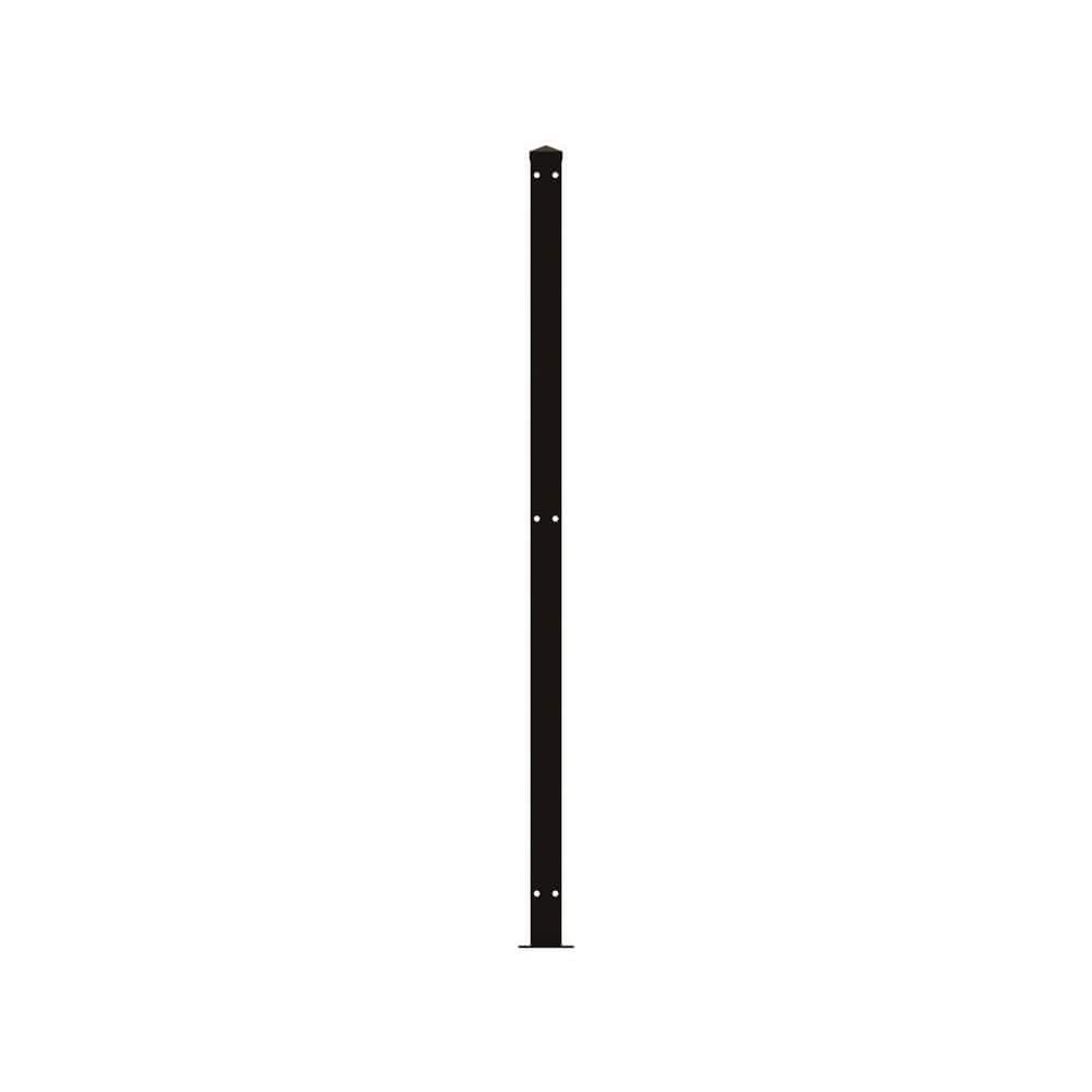 FORGERIGHT 62 in. H Deco Grid Black Steel Fence Post with Flange, Cap, and Clips (1)