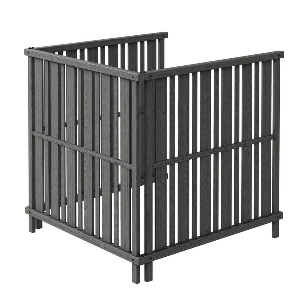 Enclo Privacy Screens 3.5 ft. H x 3.4 ft. W x 3.6 ft. L Roanoke Freestanding WoodTek Vinyl Privacy Screen Fence Flat Top Charcoal 3 Panel