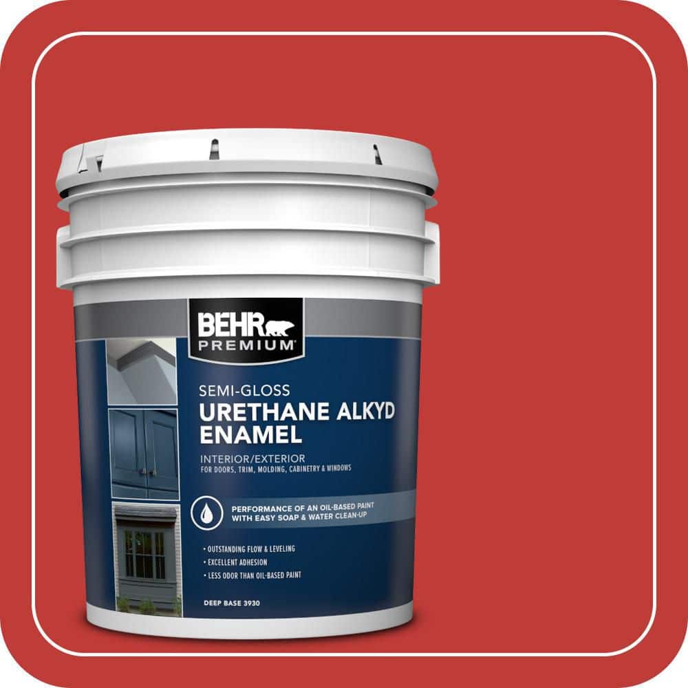 BEHR PREMIUM 5 gal. #P150-7 Flirt Alert Urethane Alkyd Semi-Gloss Enamel Interior/Exterior Paint