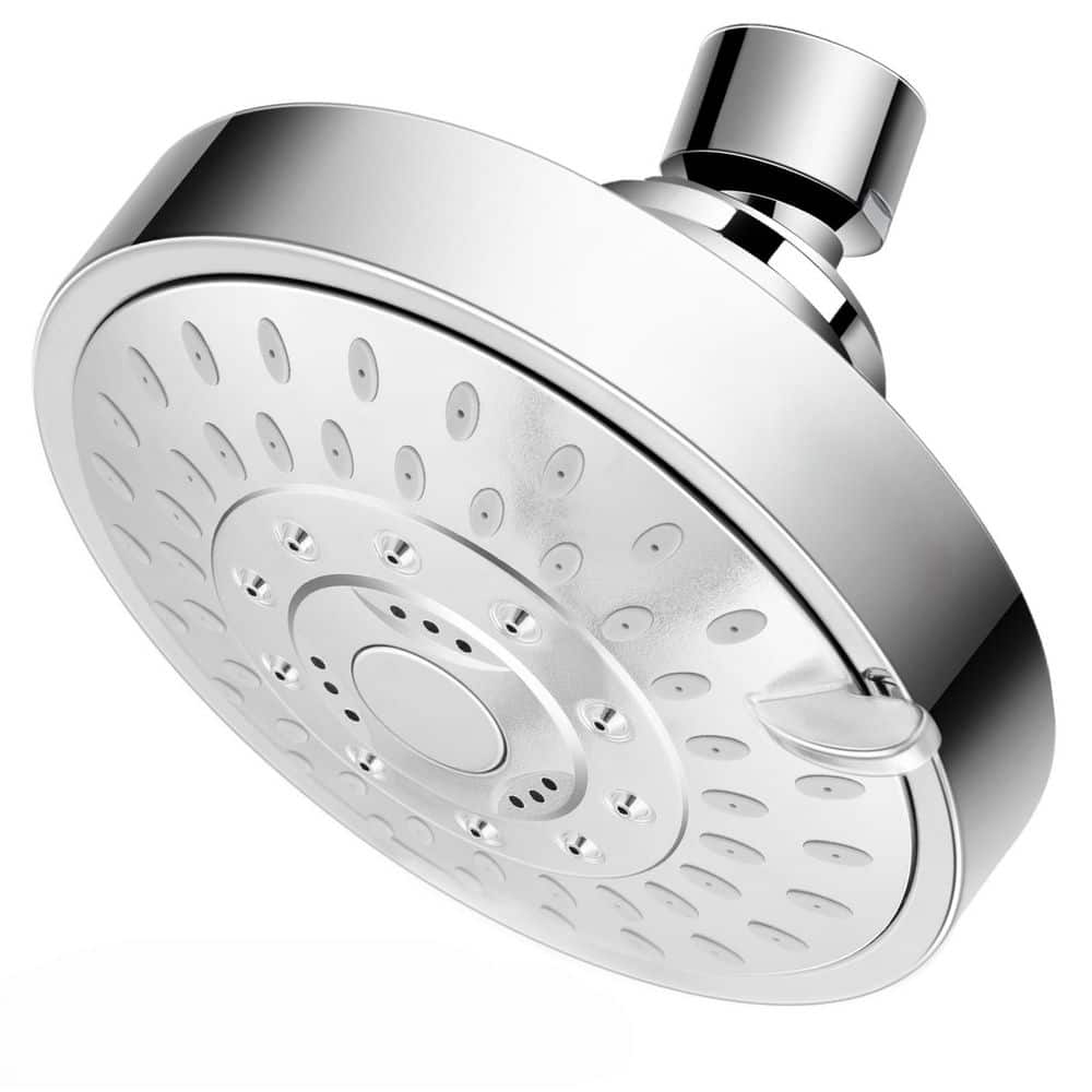 Wudkey High Flow High Pressure 1-Piece Fixed Shower Head with 5 Spray Modes & 66 Nozzles in Silver (1)