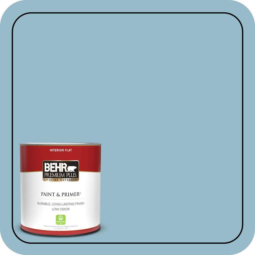 BEHR PREMIUM PLUS 1 qt. #S480-3 Sydney Harbour Flat Low Odor Interior Paint & Primer