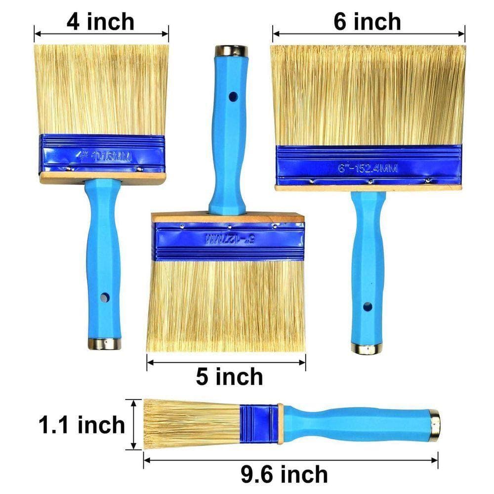 Angel Sar 4" 5" 6" 3 Pack Thick Paint Brushes for Faster Coverage Compatible, Stain Brushes for Wood Deck Walls Fence and House (2)