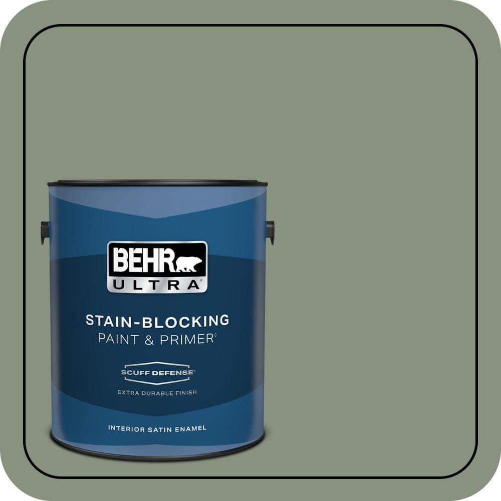 BEHR ULTRA 1 gal. #N390-5 Eucalyptus Wreath Extra Durable Satin Enamel Interior Paint & Primer