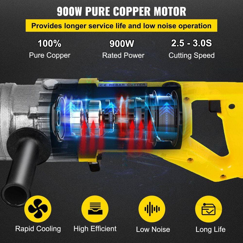 xinyoec 900-Watt Yellow Portable Electric Rebar Cutter with Stainless Box for Cutting 3/20 in. to 5/8 in. Rebar within 3 Seconds (3)