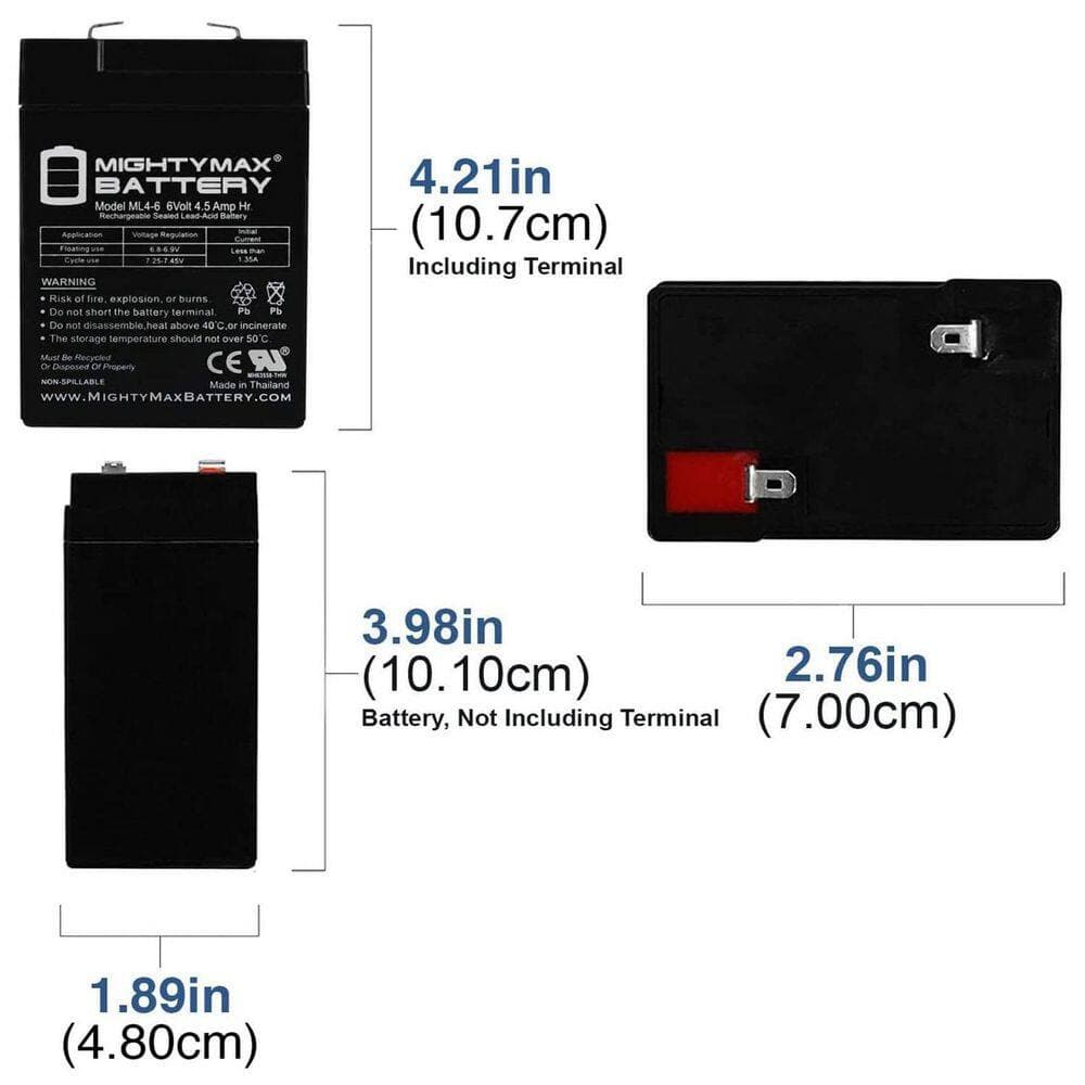 MIGHTY MAX BATTERY 6V 4. 5AH SLA Battery Replacement for SureLite 3901-3 Pack (3)