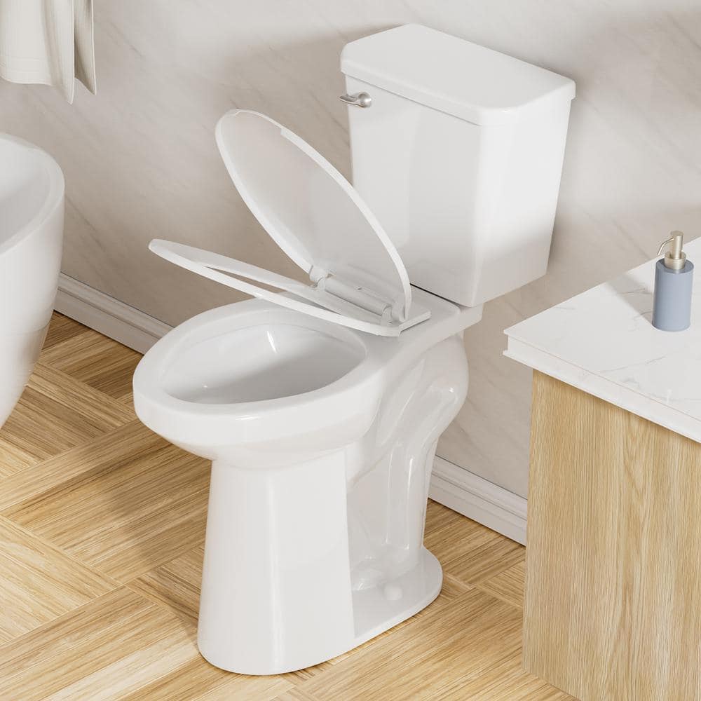 Simple Project 21 in. Toilet 2-Piece 1.28 GPF Single Flush Elongated and Heightened Toilet in White, High Toilets for Seniors