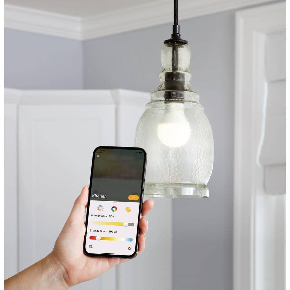 EcoSmart 60-Watt Equivalent Smart A19 E26 Base Color Changing CEC LED Light Bulb with Voice Control (1-Bulb) Powered by Hubspace (3)