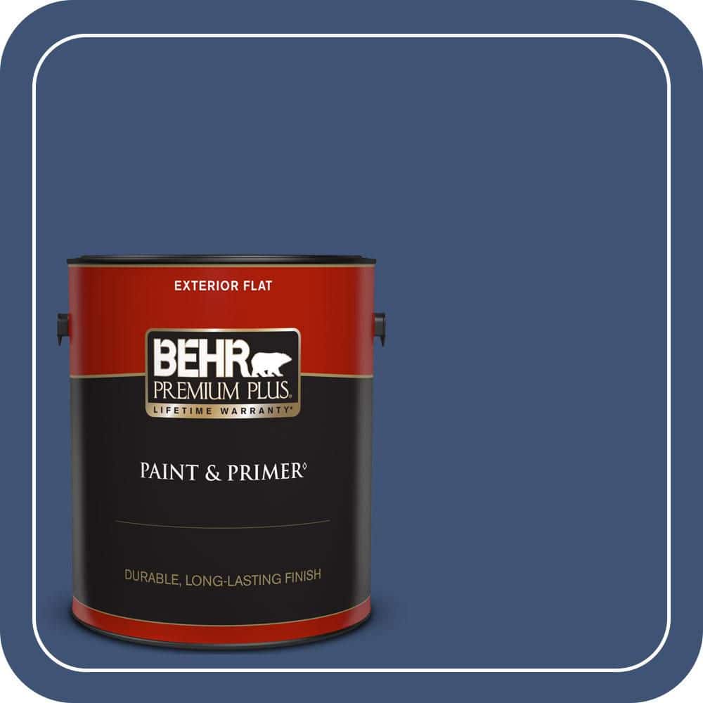 BEHR PREMIUM PLUS 1 gal. #600D-7 Daring Indigo Flat Exterior Paint & Primer (1)