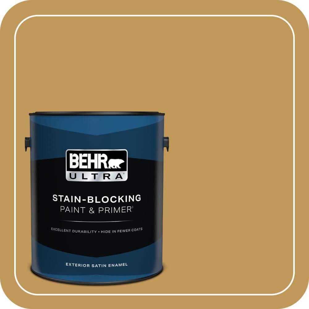 BEHR ULTRA 1 gal. #330D-6 Townhouse Tan Satin Enamel Exterior Paint & Primer