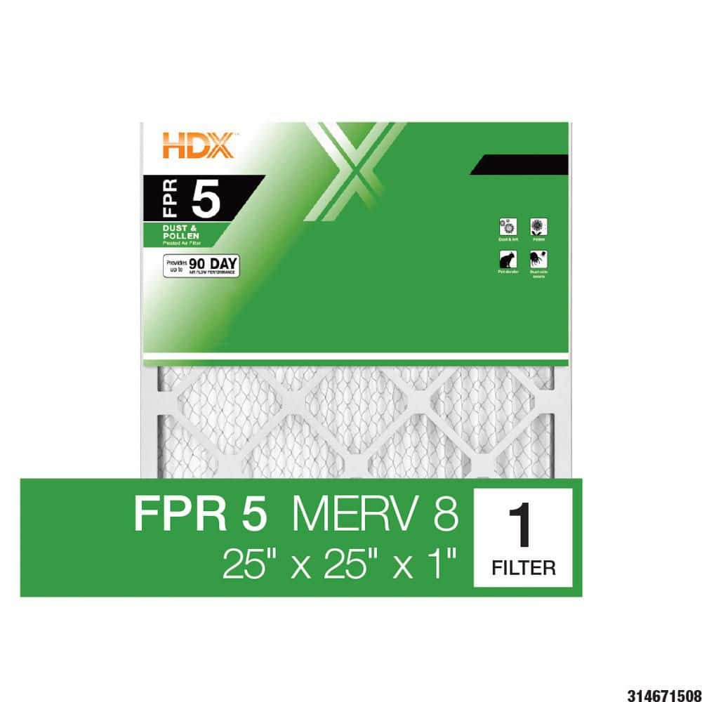 HDX 25 in. x 25 in. x 1 in. Standard Pleated Air Filter FPR 5, MERV 8