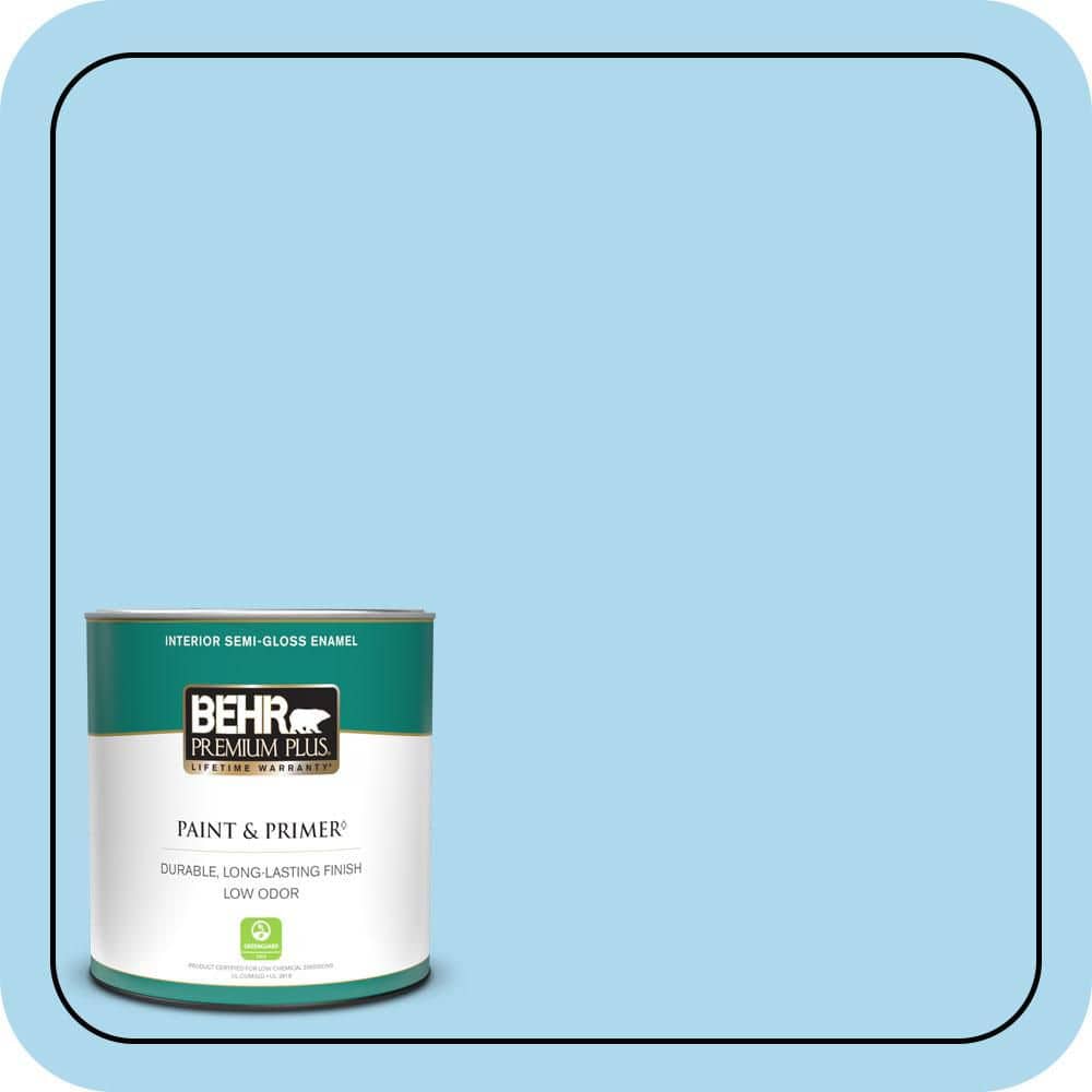 BEHR PREMIUM PLUS 1 qt. #540A-3 Blue Feather Semi-Gloss Enamel Low Odor Interior Paint & Primer