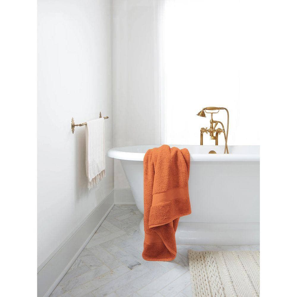 Delara Burnt Caramel Solid 100% Organic Cotton Luxuriously Plush Bath Towels (Set of 4) (2)