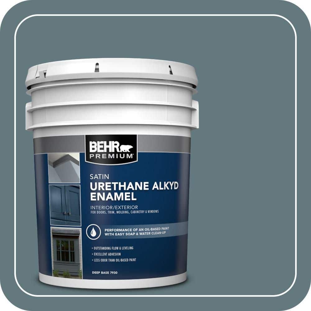BEHR PREMIUM 5 gal. #BXC-81 Crater Lake Urethane Alkyd Satin Enamel Interior/Exterior Paint