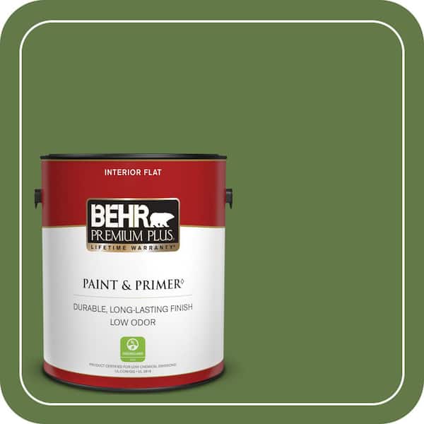 BEHR PREMIUM PLUS #M370-7 Mown Grass Flat Low Odor & Primer (2)