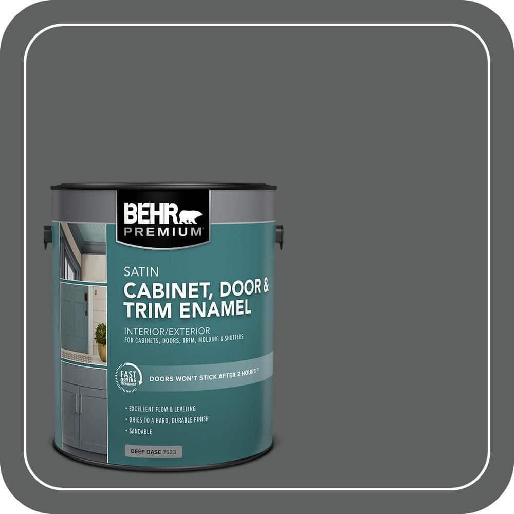 BEHR PREMIUM 1 gal. #N460-6 Hematite Satin Enamel Interior/Exterior Cabinet, Door & Trim Paint