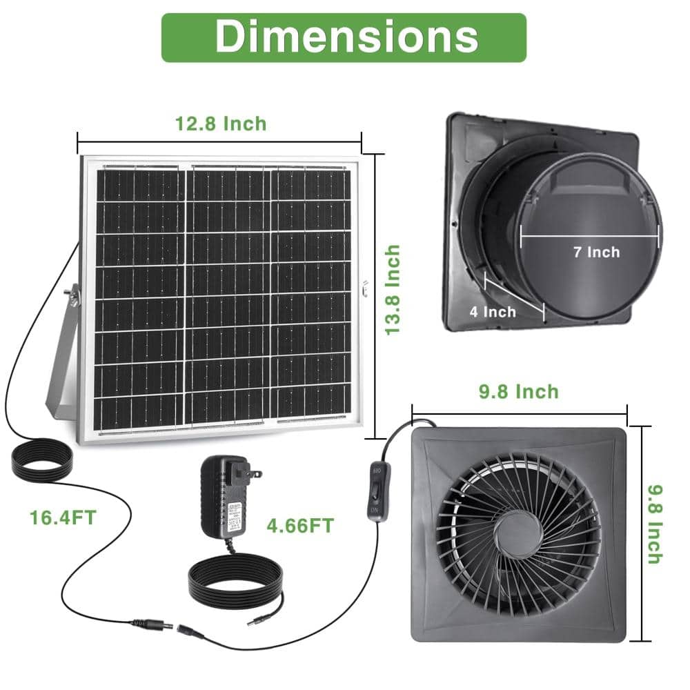 Unbranded 25W Solar Exhaust Fan with Vent Power Adapter Anti Backflow Valve and Bracketed High Speed Ventilation (3)